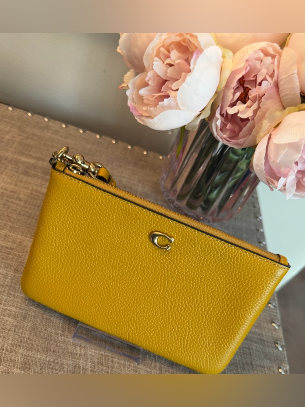 NWOT Coach Yellow Wristlet Clutch